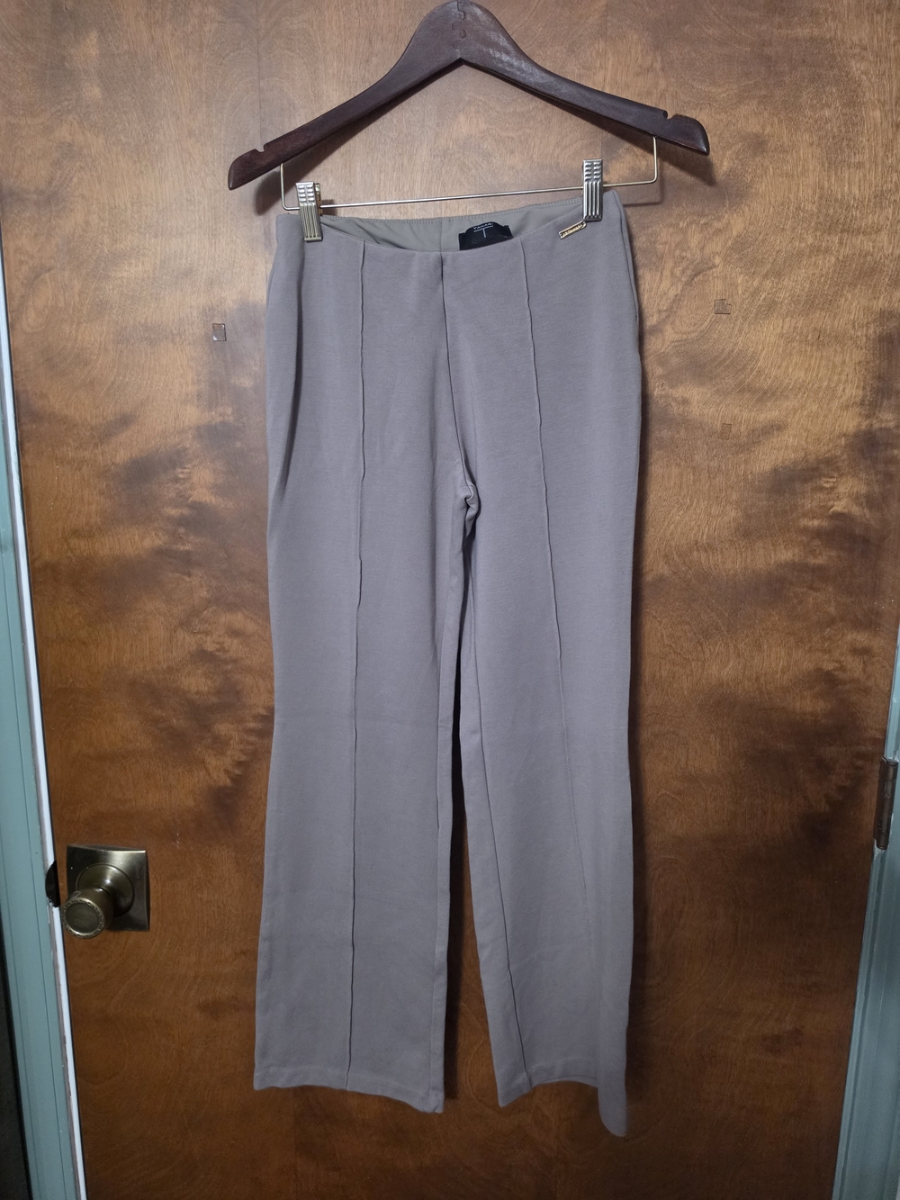 Tahari Taupe Wide-Leg Pull-On Pants